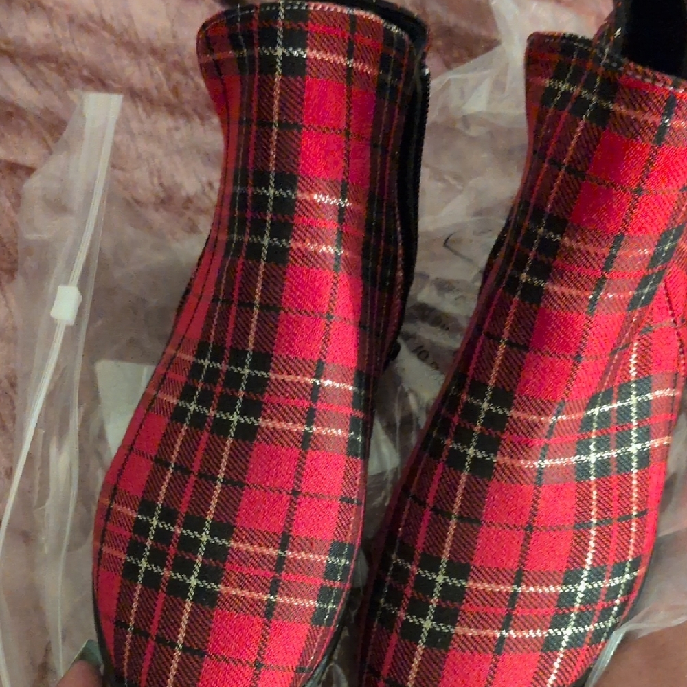 Bold Red and Black Ankle Boots with Glossy Finish